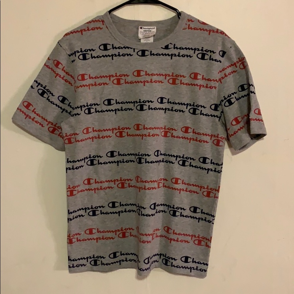 CHAMPION gray multi colored tee shirt size M.